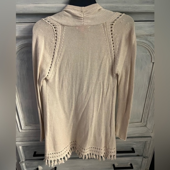 Lilly Pulitzer Martinique Fringe Cardigan Sweater Heathered Sand Dune - Picture 6 of 7